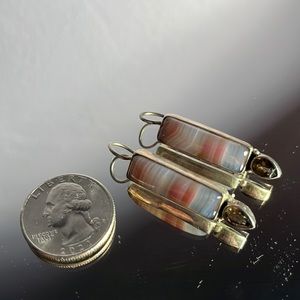 AGATE AMD BLACK TOPAZ EARRINGS